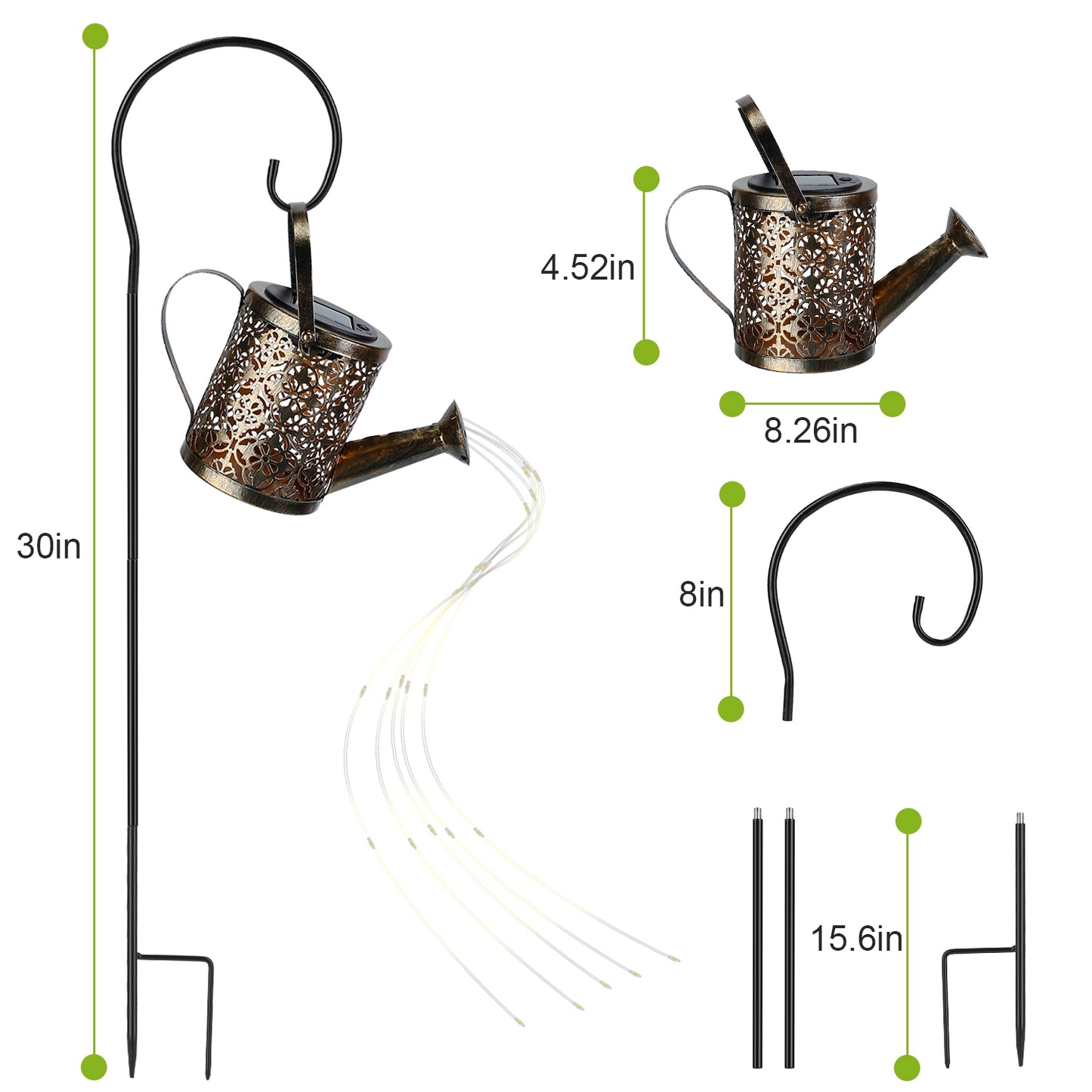 Solar Watering Can Powered String Light Hollow LED Watering Can Light Garden Fairy Decoration Solar Stake Lights For Pathway Yard Lawn Patio Landscape