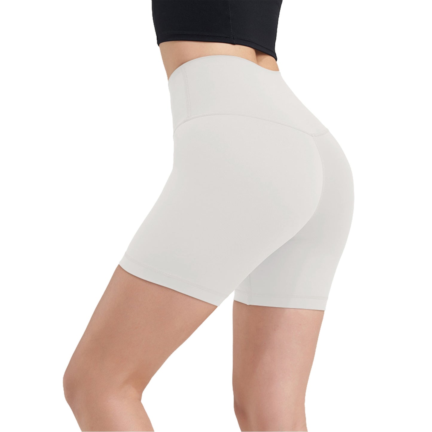Women\'s High Waist Biker Shorts Tummy Control Pants Athletic Leggings Spandex Booty Shorts with 6.3In Inseam No Front Seam for Workout Yoga Running V