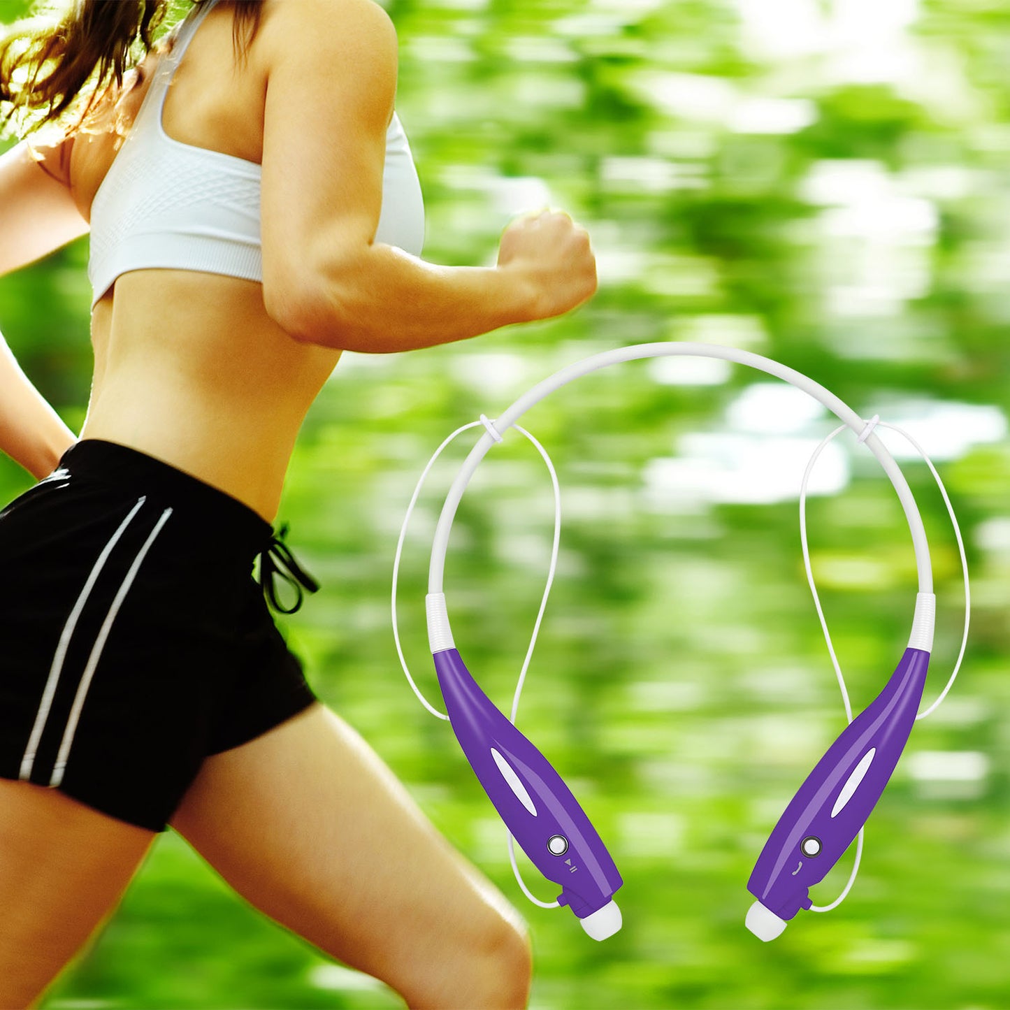 Wireless Stereo Headsets Sport Neckband Headphones In-ear Magnetic IPX4 Waterproof Earbuds w/ Built-in Mic Call Vibrate Alert Number Broadcast Running