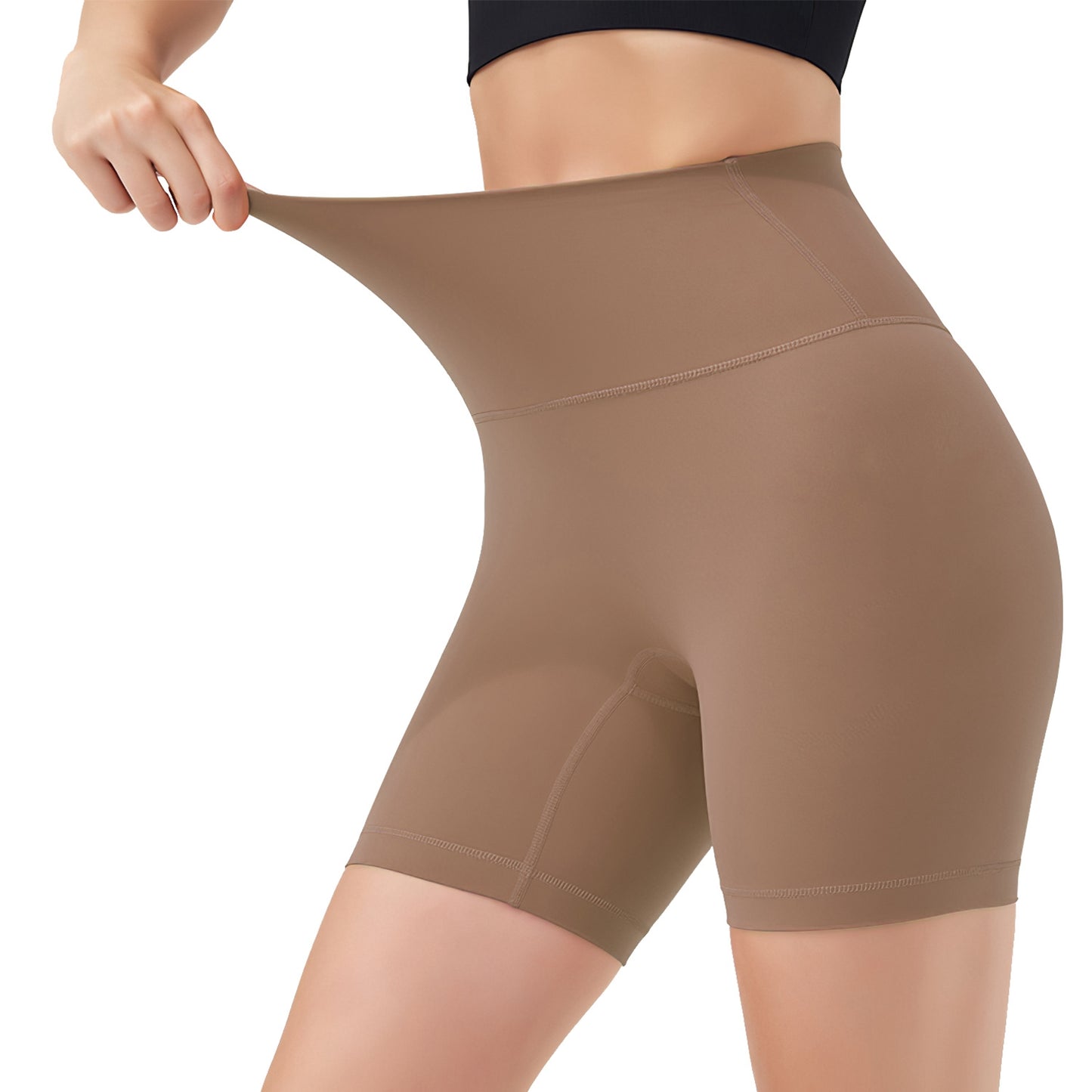Women\'s High Waist Biker Shorts Tummy Control Pants Athletic Leggings Spandex Booty Shorts with 6.3In Inseam No Front Seam for Workout Yoga Running V