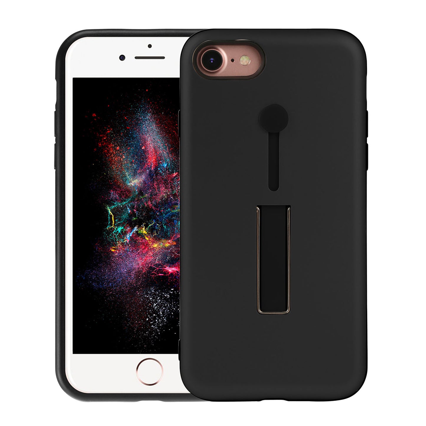Finger Strap Phone Case for iPhone 8 Drop-prot ection Finger Ring Rugged Phone Case with Kickstand Dual Layer Case