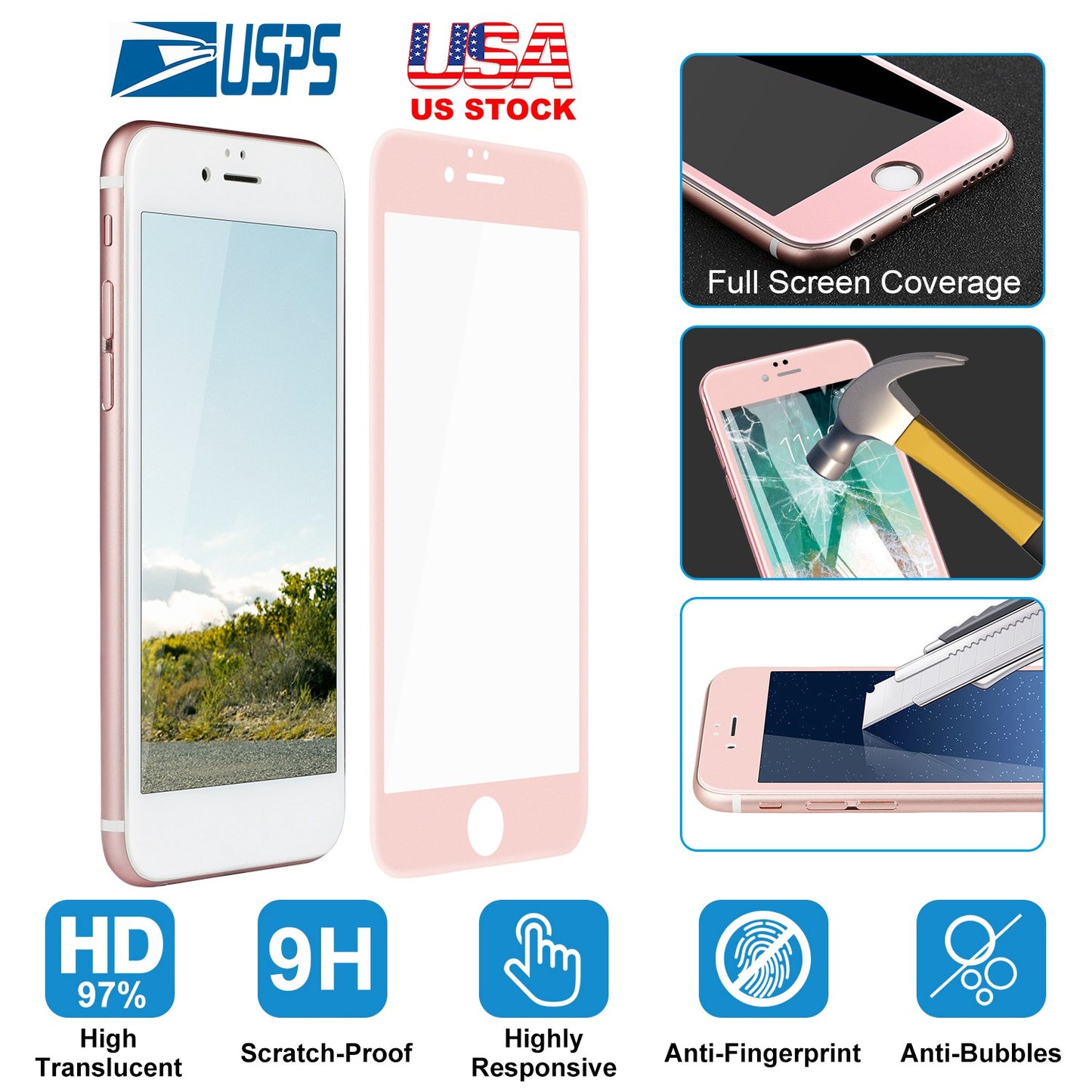 Screen Protector for iPhone 6 Plus 3D Edge Tempered Glass Phone Screen Saver HD Anti-Scratch Tempered Glass Film