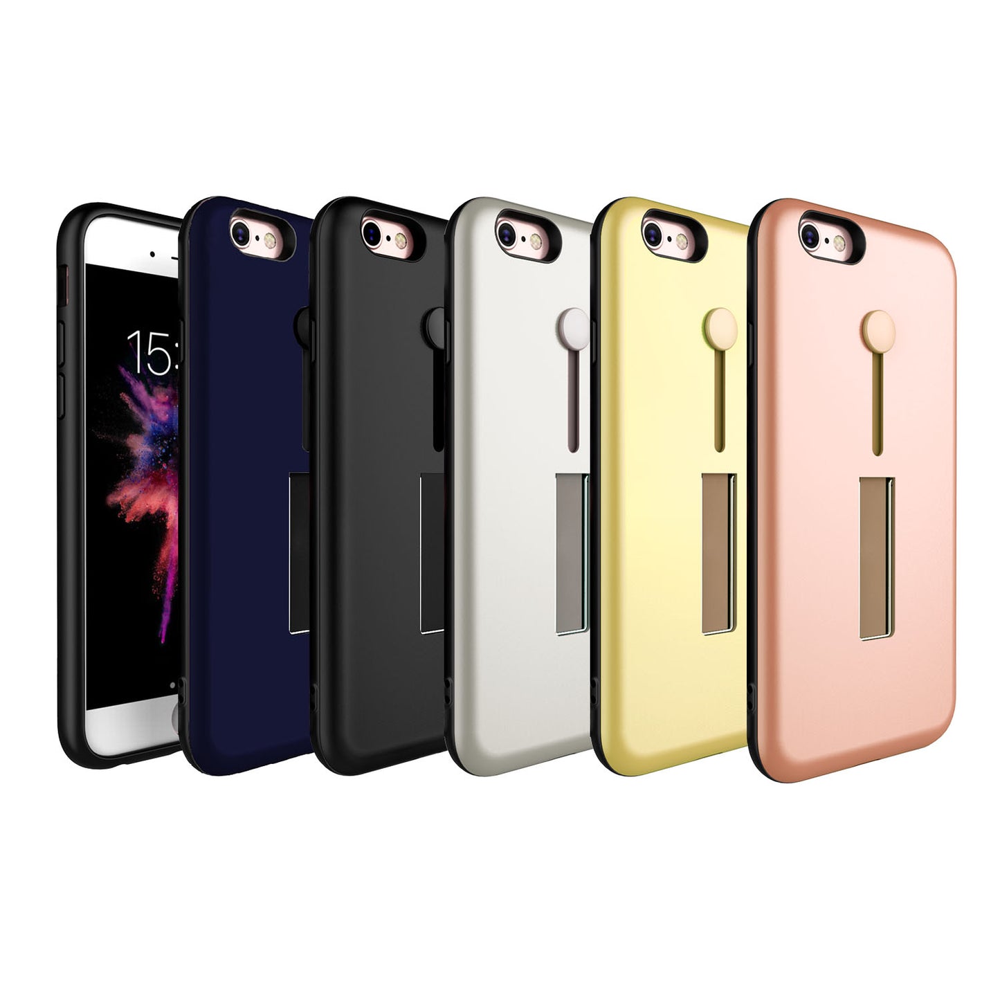 Finger Strap Phone Case for iPhone 8 Drop-prot ection Finger Ring Rugged Phone Case with Kickstand Dual Layer Case
