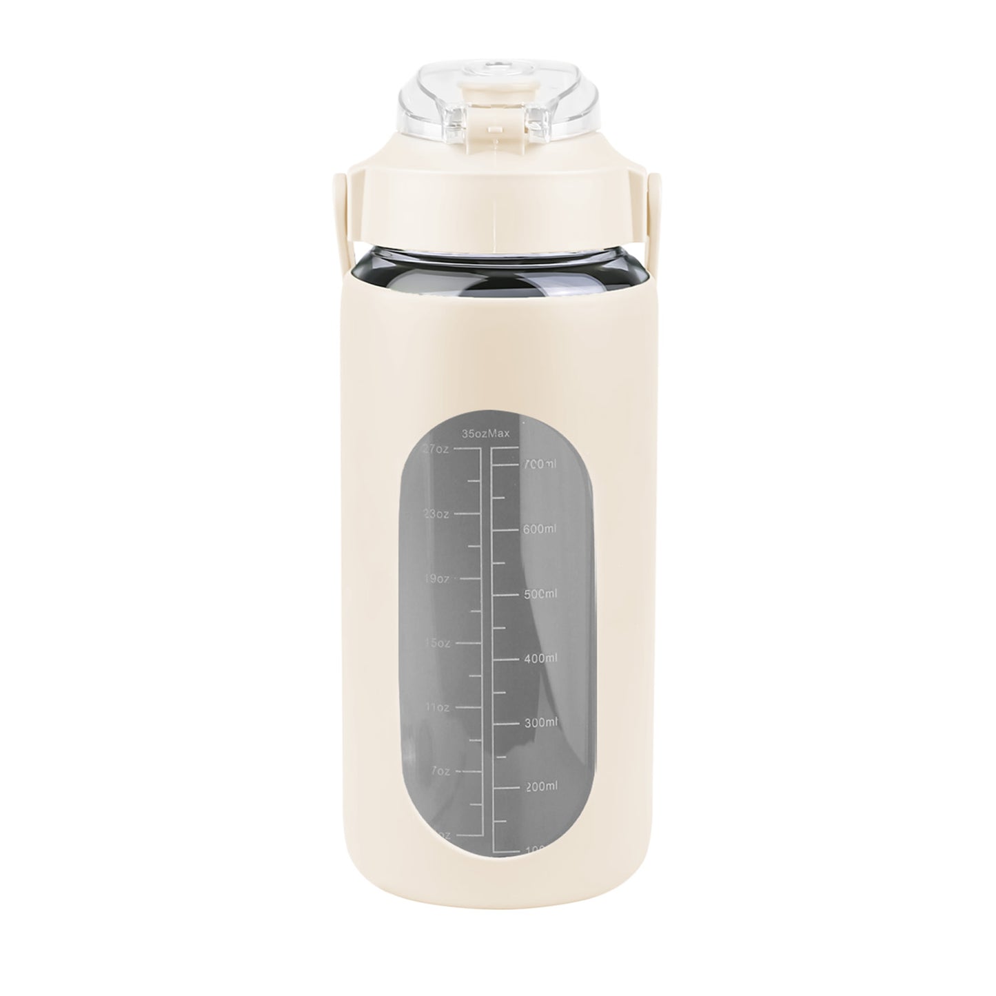 34Oz Glass Water Bottle Sports Water Bottle Motivational Water Bottle Water Intake Tracker Bottle with Straw Time Marker Silicone Sleeve Handle for Gy