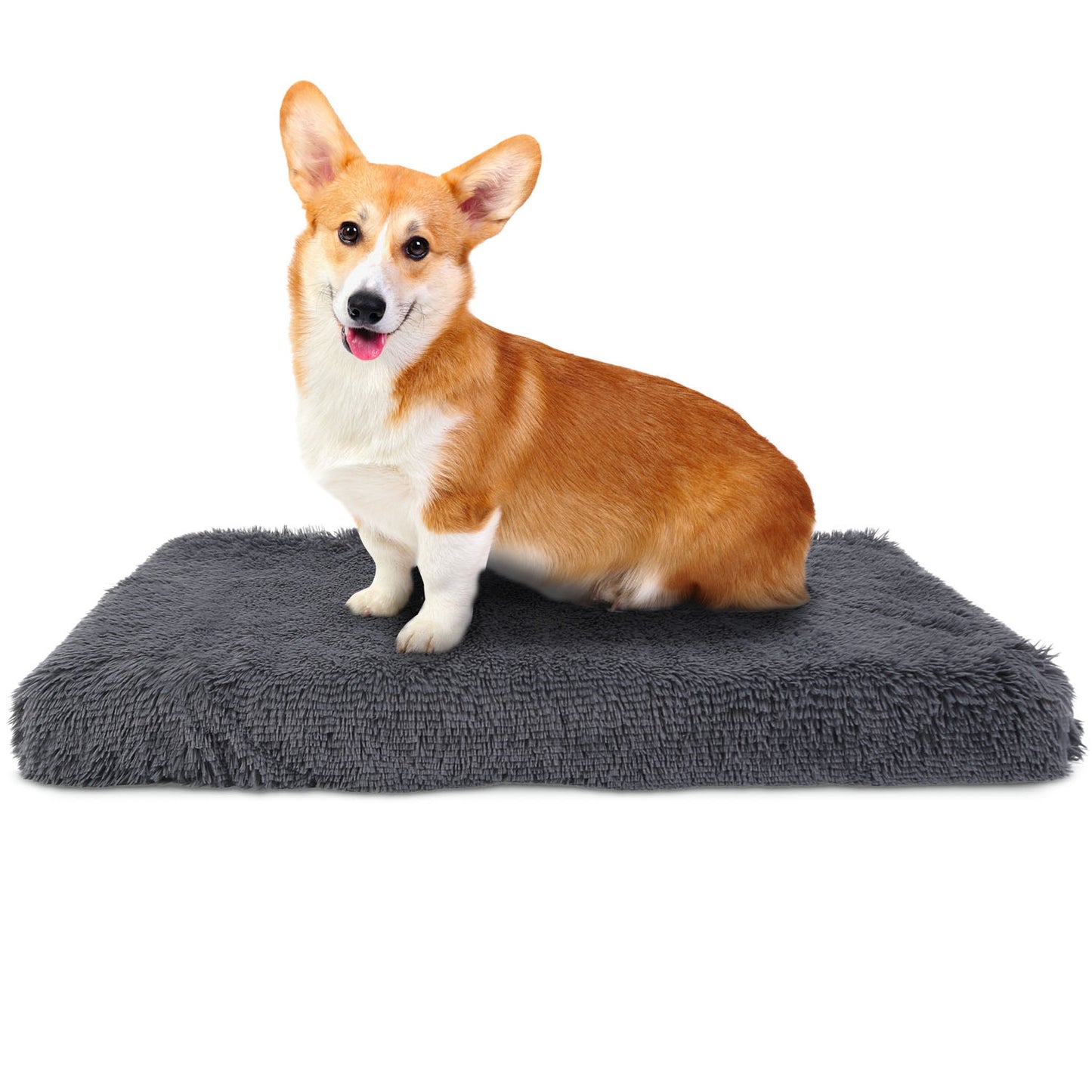Dog Bed Soft Plush Cushion Cozy Warm Pet Crate Mat Dog Carpet Mattress with Long Plush for S/M Dogs
