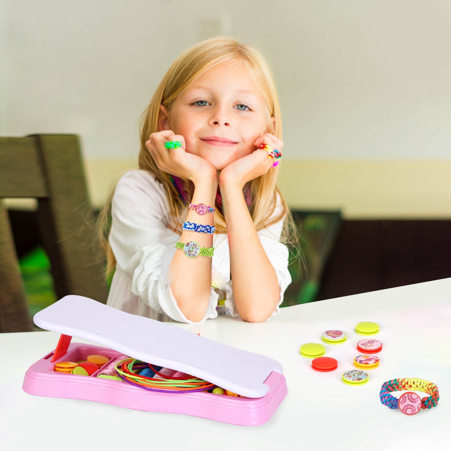 Bracelet Making Kit DIY Arts and Crafts Toys Kids Travel Activity Set Birthday Gifts For 6 7 8 9 10 11 12 Year Old Girls