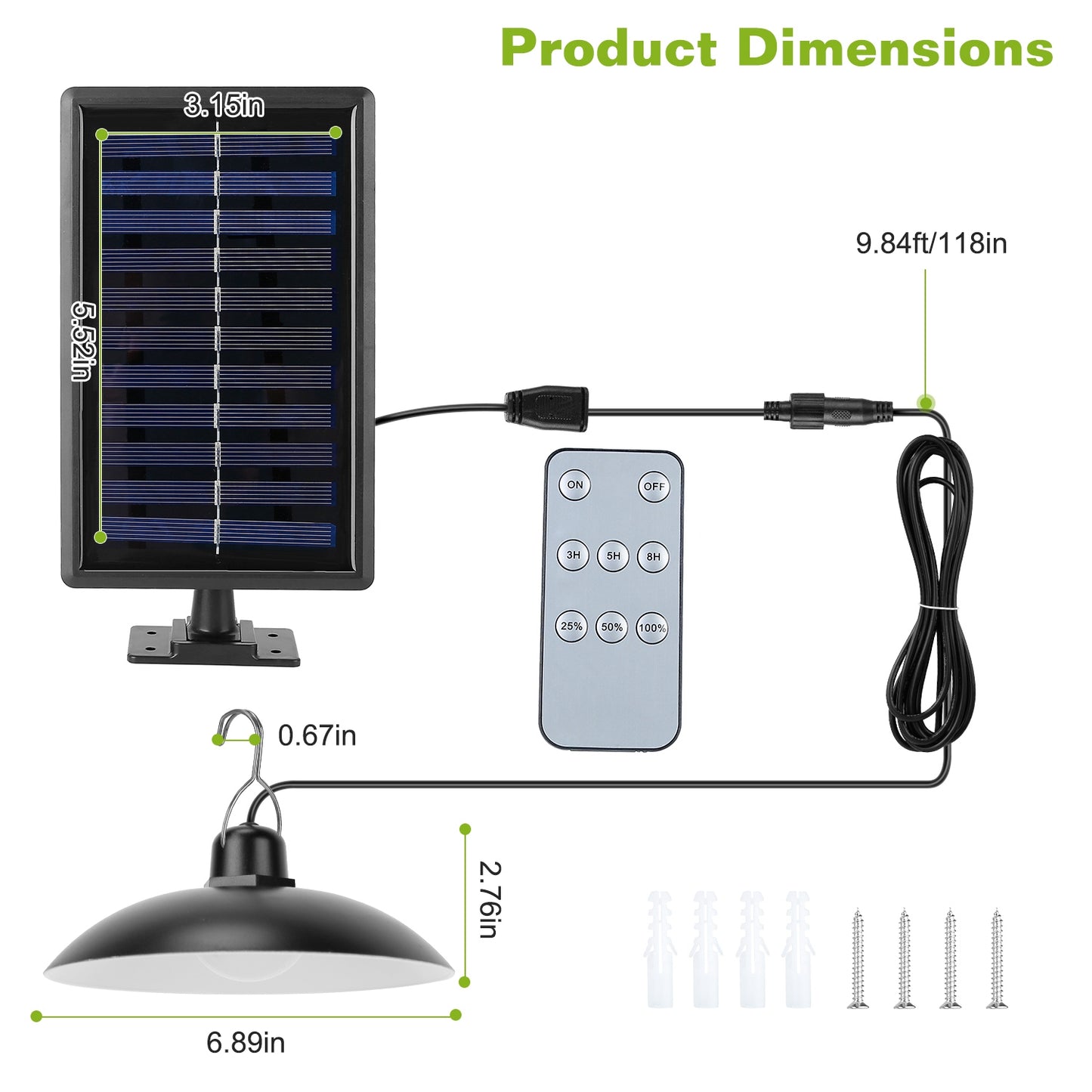 Solar Shed Lights Dimmable Timing Auto Off Sensor Hanging Lamp IP65 Waterproof Remote Control Pendant Light For Garden Patio Balcony with 9.84FT Wire