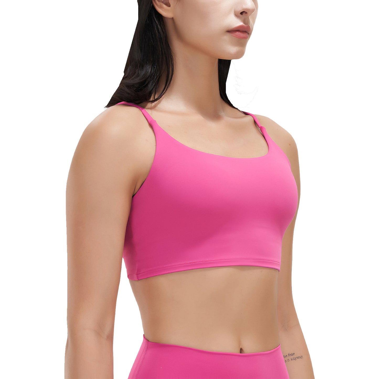 Women Strap Sport Bras Padded StrappyÊCrop Square Neck Low Impact Bras SexyÊFitnessÊTank Tops with Removable Pads Flat Straps for Gym Yoga Workout Run