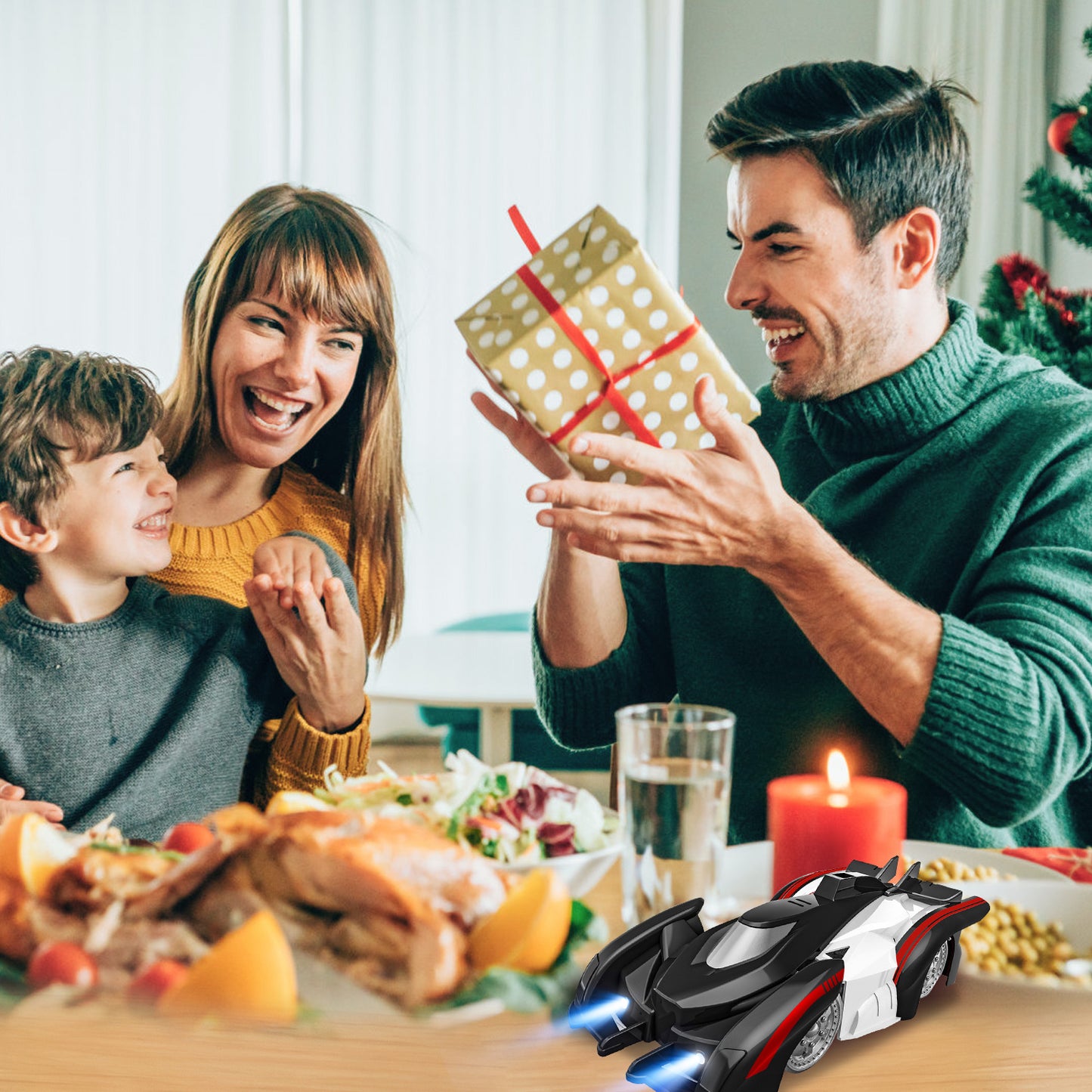 Electric Wall Climbing Car Toy 360¡ Rotating Shunt Car Remote Control Dual Mode RC Car Rechargeable Toy Car with Headlights Taillights Birthday Christ