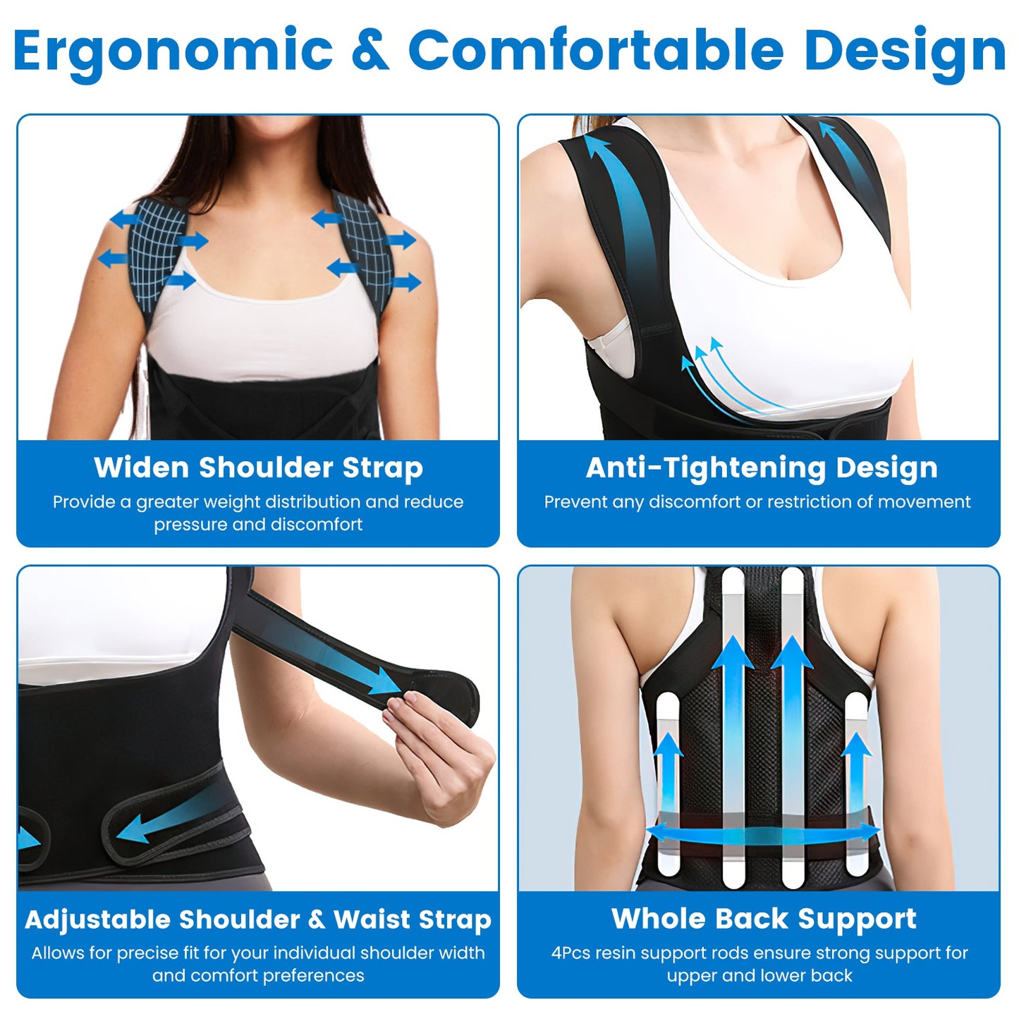 Posture Corrector for Women Men Adjustable Back Brace Posture Trainer Improve Hunchback Slouching Kyphosis Correction Invisible Under Clothes Upper Ba