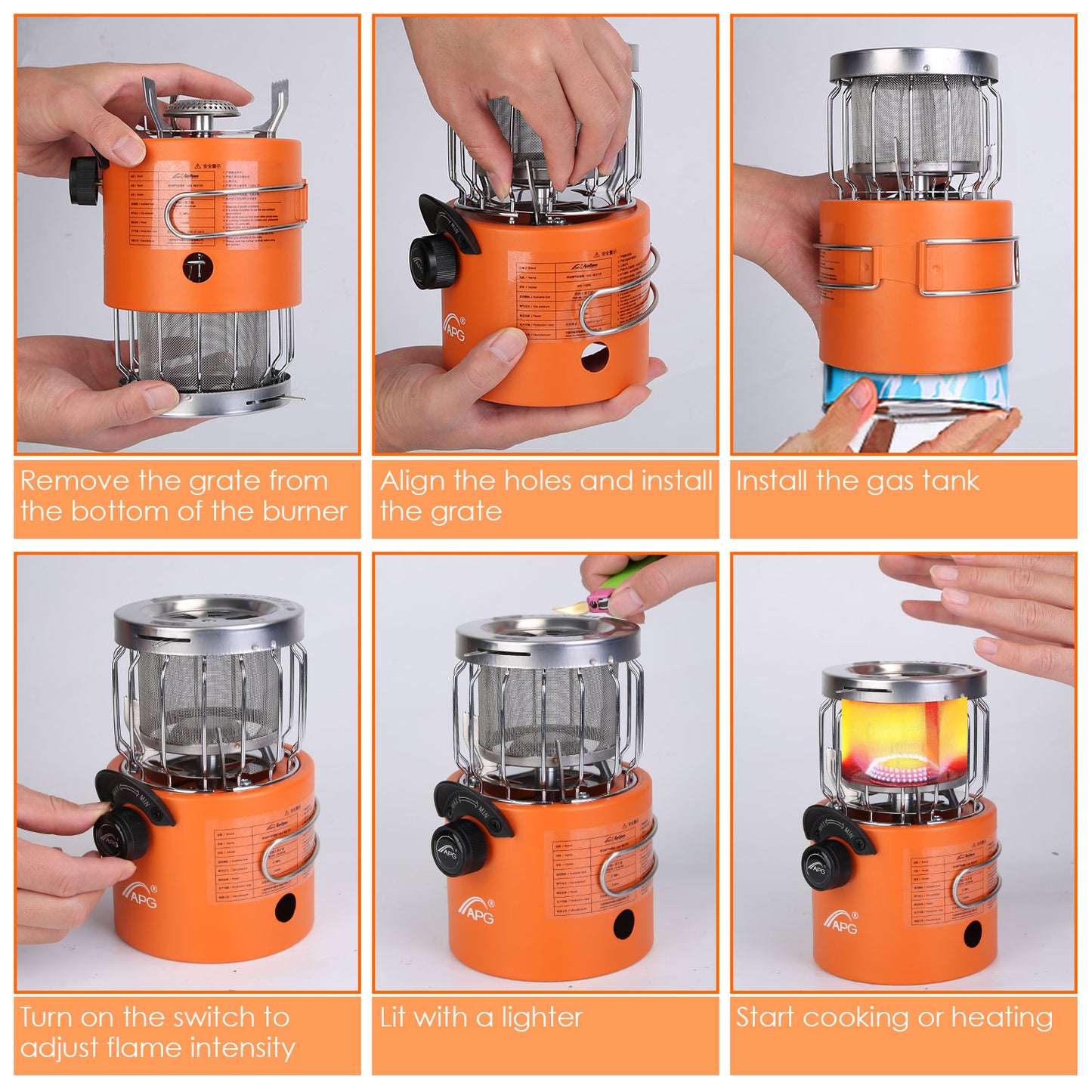 2000W 2 In 1 Camping Stove Tent Heater Outdoor Gas Stove Portable Backpacking Stove with 3 Modes 360¡ Radiant Heating for Camping Hiking Picnic BBQ