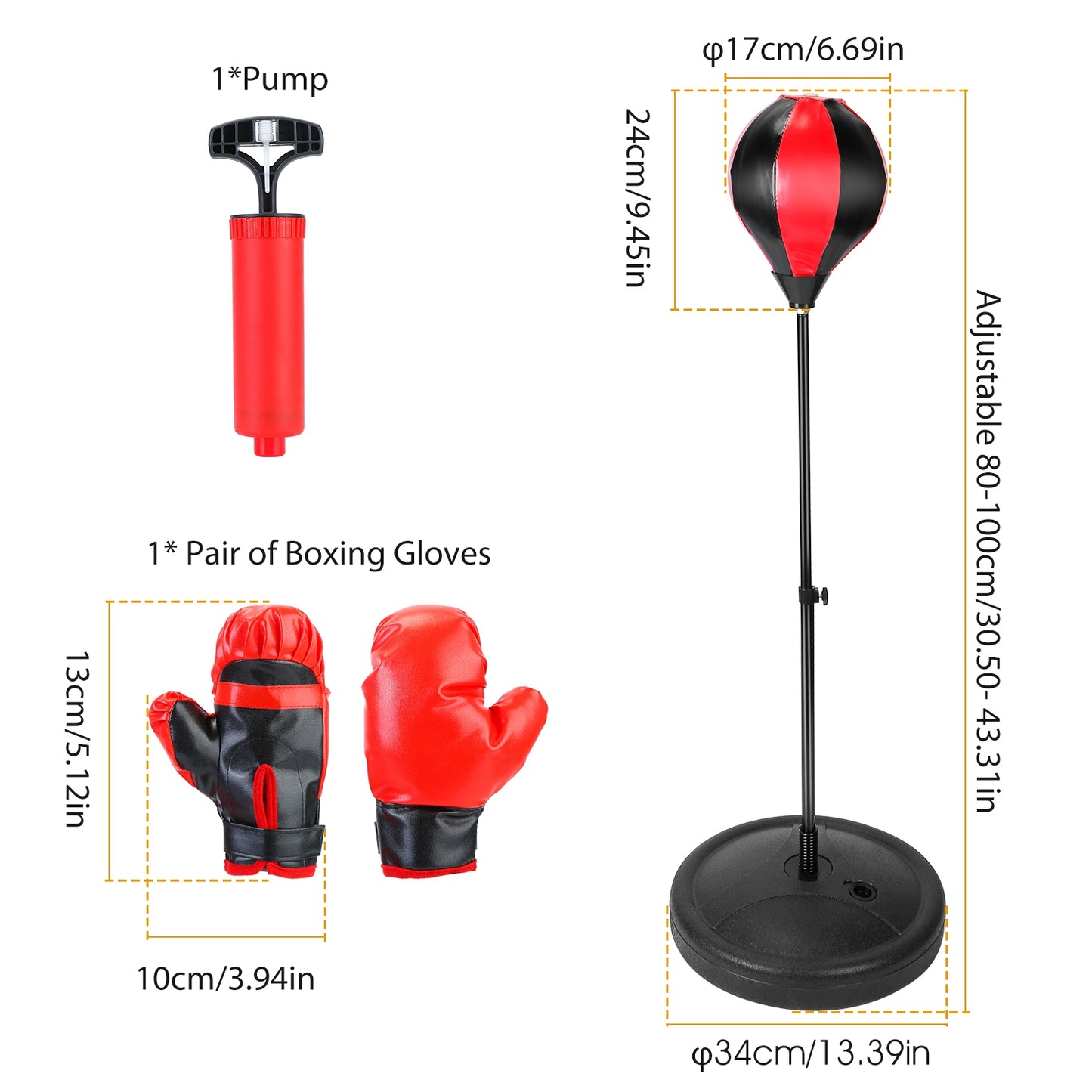 Punching Bag For Kids Junior Boxing Set w/ Boxing Gloves Height Adjustable Free Standing Punching Ball Boxing For Kids Aged 3-8Years Old
