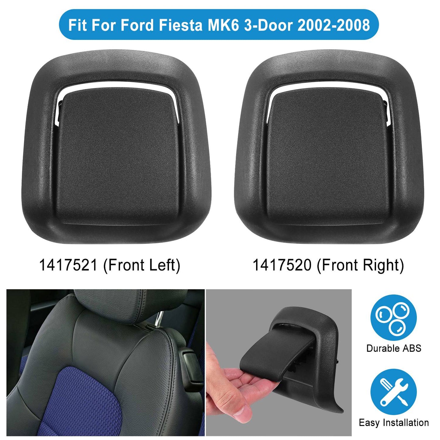 1 Pair Car Seat Release Handles for Ford Fiesta MK6 2002-2008 Auto Seat Recliner Handles Front Left & Right Fitting
