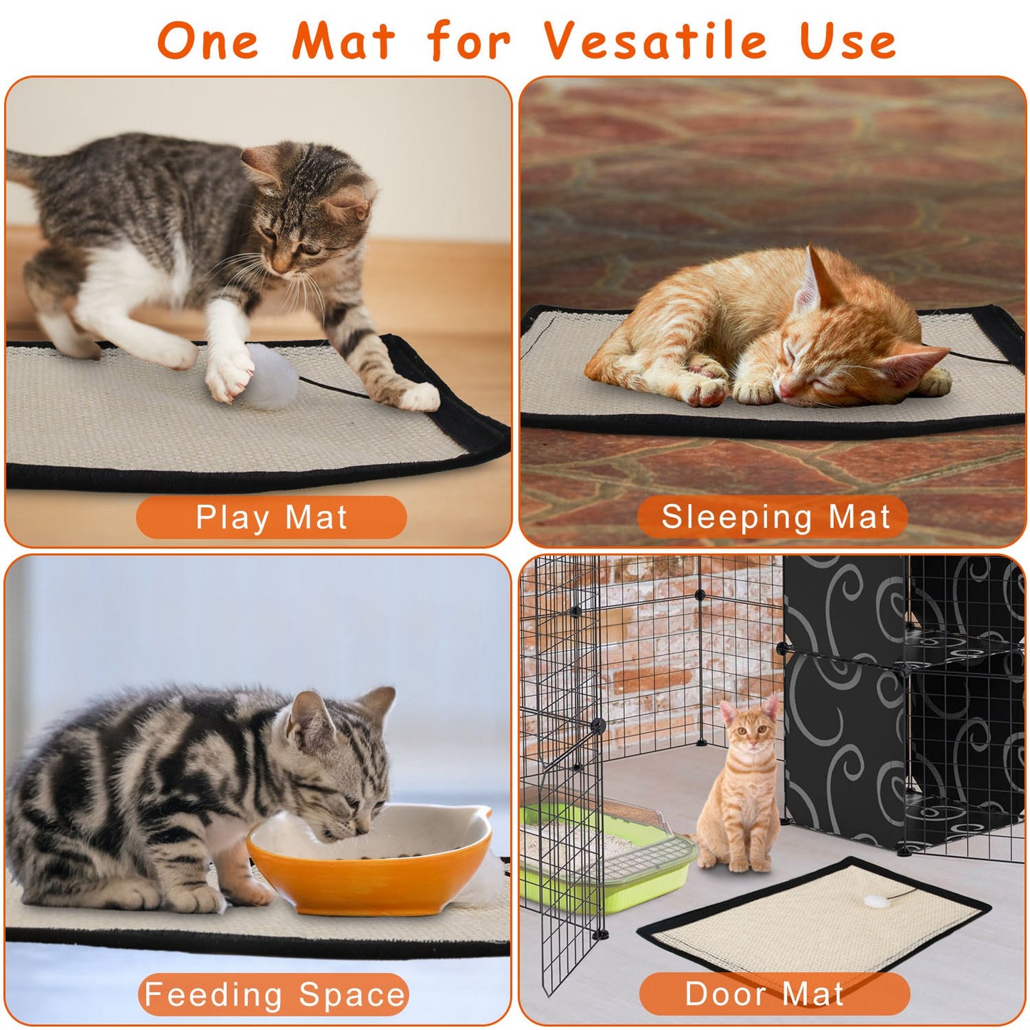 14.96x11.42in Cat Scratching Pad Small Cat Scratcher Natural Sisal Scratching Mat for Cat with 9 Screw Nails Protect Furniture Sofa Carpet