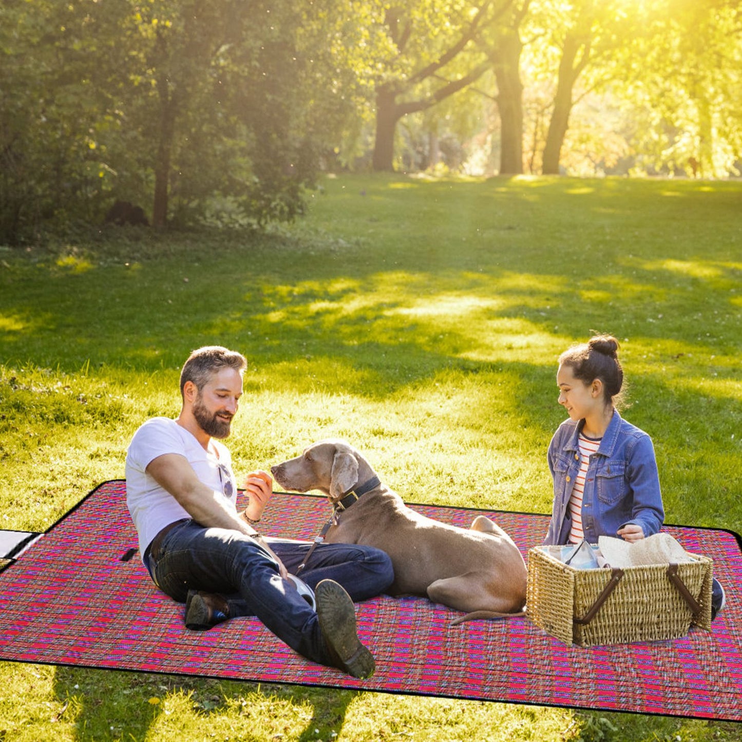 60" x 78" Waterproof Picnic Blanket Handy Mat with Strap Foldable Camping Rug for Camping Hiking Grass Travelling