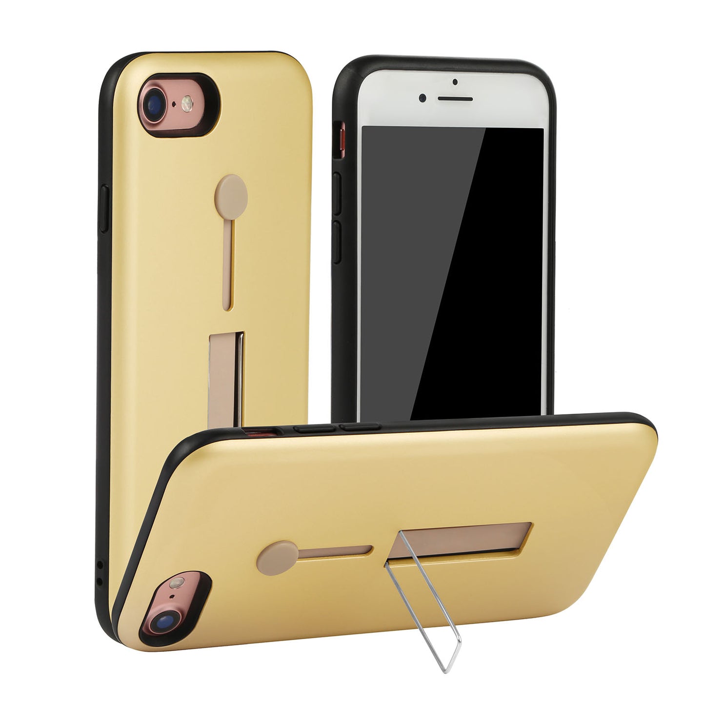 Finger Strap Phone Case for iPhone 8 Drop-prot ection Finger Ring Rugged Phone Case with Kickstand Dual Layer Case