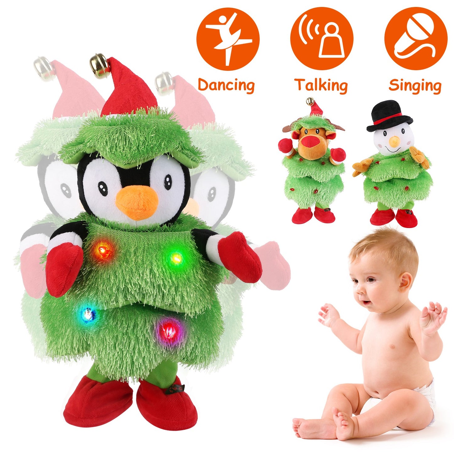 Electric Dancing Singing Plush Toy Twisting Snowman Toy Talking Interactive Mimicking Funny Songs Wiggly Dance Kid Christmas Gift