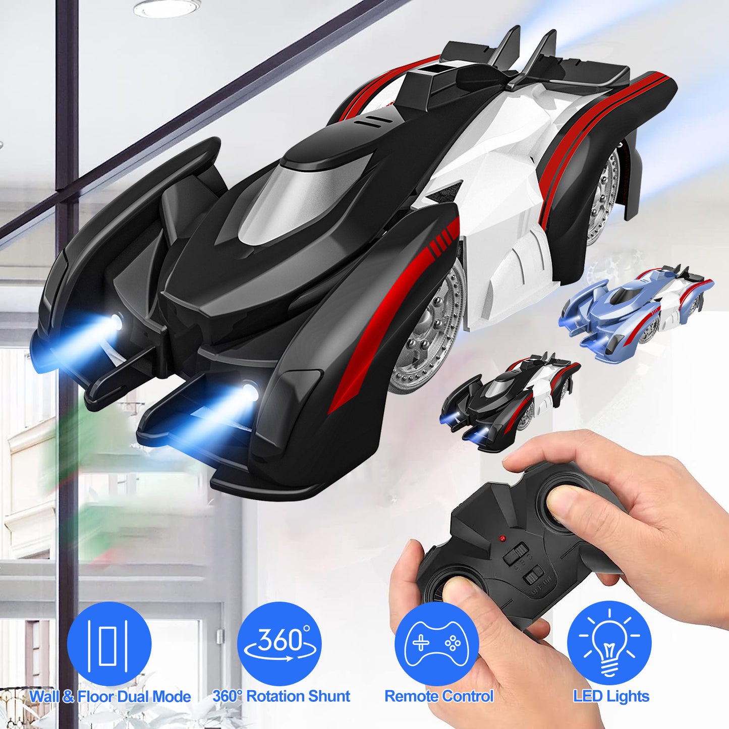 Electric Wall Climbing Car Toy 360¡ Rotating Shunt Car Remote Control Dual Mode RC Car Rechargeable Toy Car with Headlights Taillights Birthday Christ