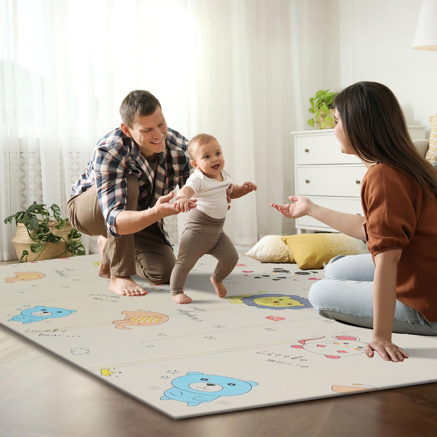 5.9x6.5FT Foldable Baby Play Mat Extra Large Waterproof Activity Playmat For Floor With Carrying Bag Reversible Foam Baby Mat For Babies Toddlers Infa