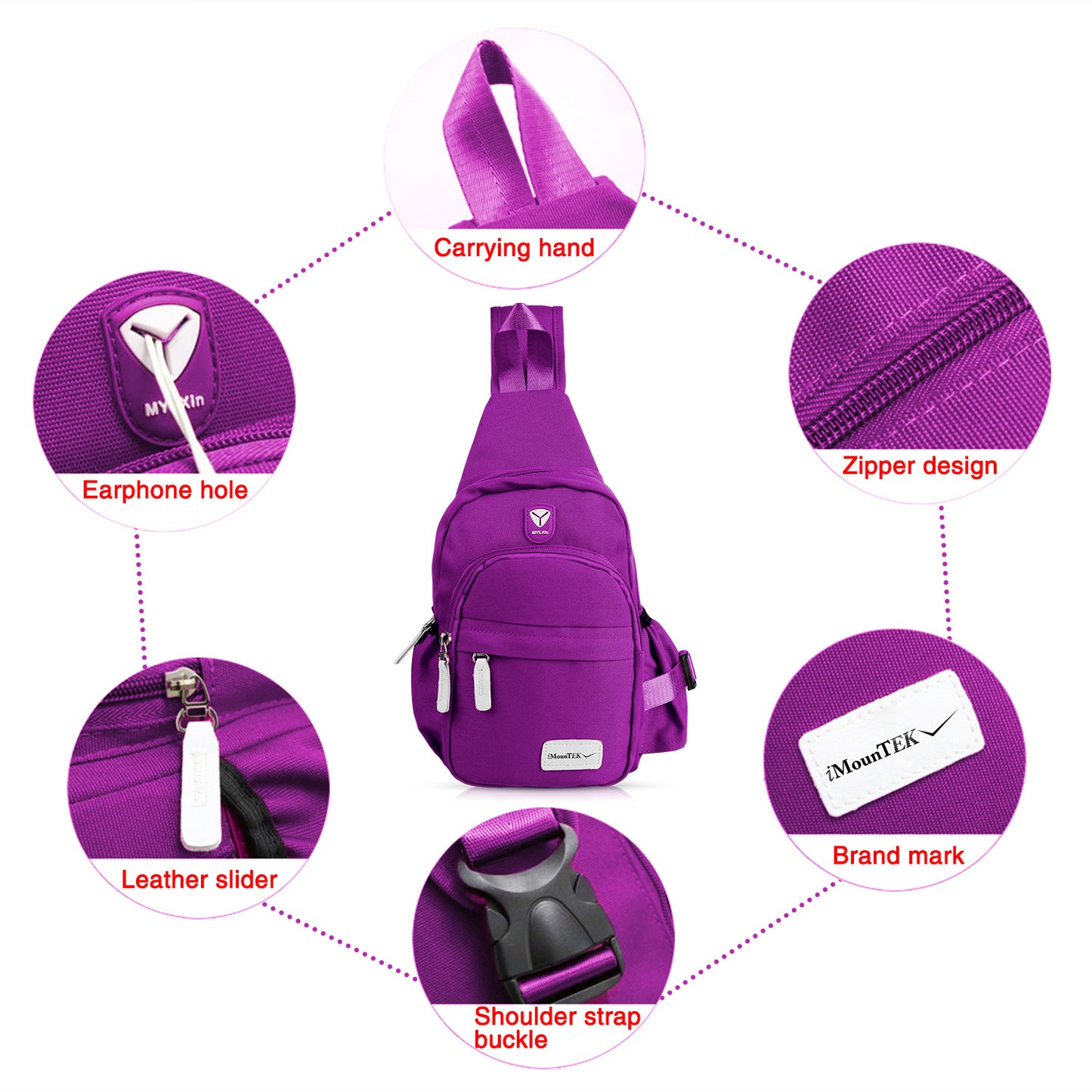 Unisex Sling Backpack Nylon Chest Shoulder Crossbody Bag Travel Sports Cycle Knapsack