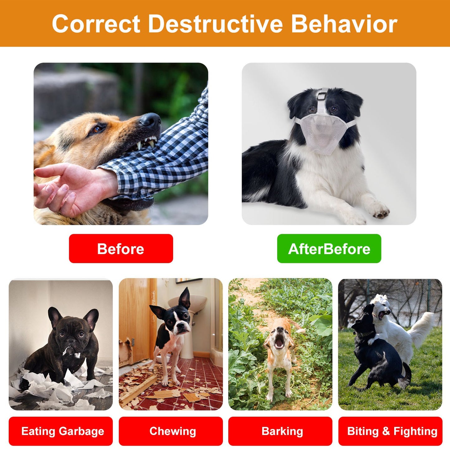 Pet Muzzle Mask Soft Mesh Muzzle Adjustable Dog Mouth Cover with Breathable Mesh Adjustable Neck Forehead Strap for Anti Biting Barking Chewing