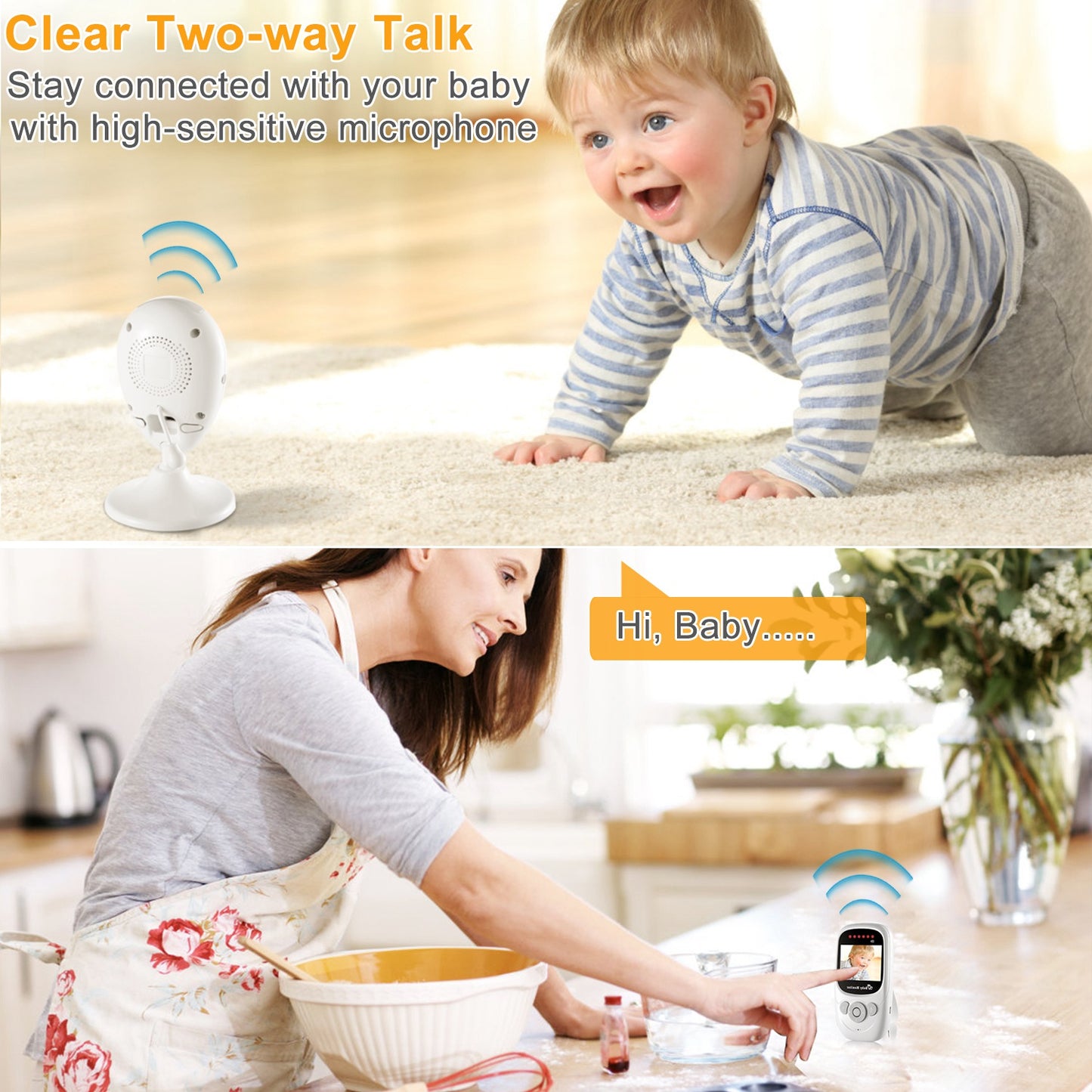 656FT Video Baby Monitor w/ Digital Camera Infrared Night Vision 2.4ÕÕ LCD Two-way Talk Zoom Function 2.4GHz Wireless Transmission Temperature Monitor