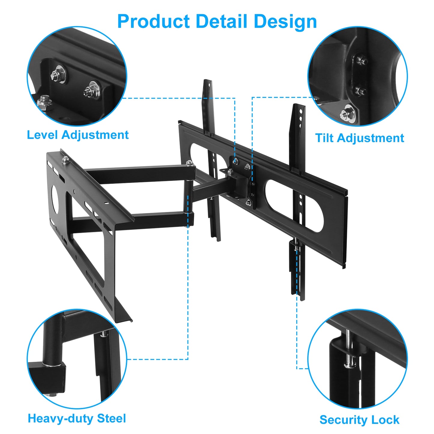 Full Motion TV Wall Mount Swivel Tilt TV Wall Rack Support 37-70Ó TV Wall Mount Max VESA Up To 600x400mm Holds Up To 99LBS