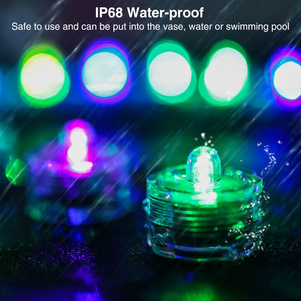 3Pcs Submersible LED Tea Lights Waterproof Candle Lights Battery Operated Decor Lamp