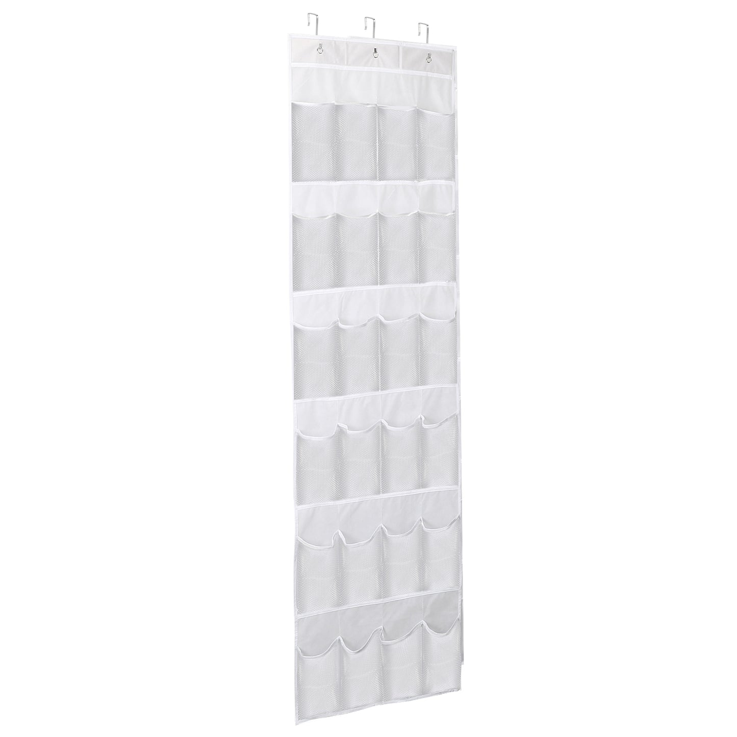 Over the Door Shoes Rack 24-Pocket Crystal Clear Organizer 6-Layer Hanging Storage Shelf for Shoes Slippers Small Toys Closet Cabinet