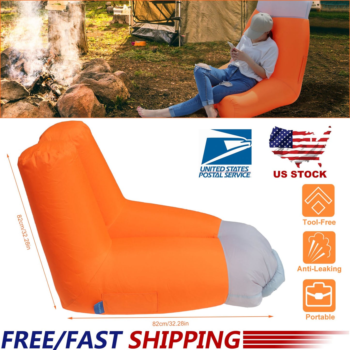 Inflatable Lounger Air Sofa Chair Couch w/ Portable Organizing Bag Waterproof Anti-Leaking for Backyard Lakeside Beach Traveling Camping Picnics