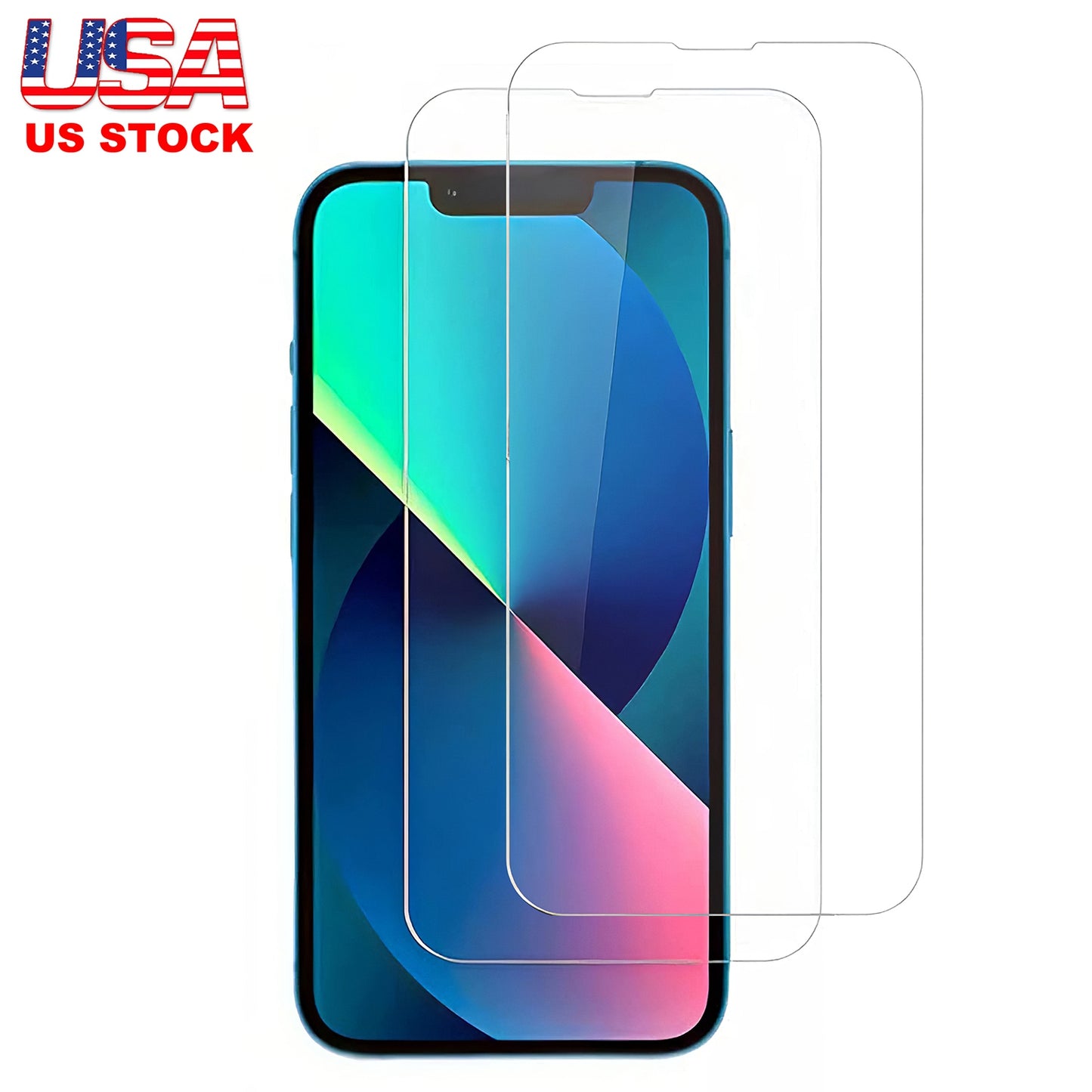 2Pcs HD Clear Screen Protectors Tempered Glass Film Full Coverage Screen Protector Fit for IOS Phone 14/14Plus/14Pro/14Pro Max/13/13Pro/13Max/12/12Pro