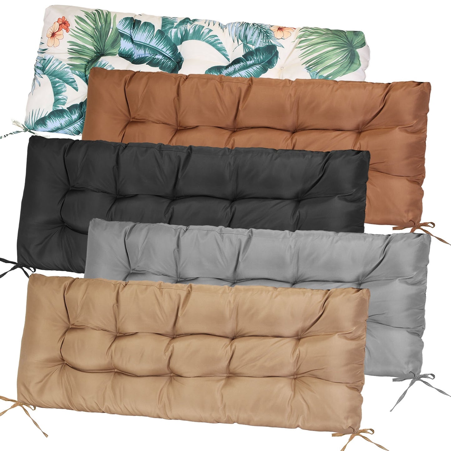 Bench Seat Cushion For Indoor Outdoor Furniture Non Slip Long Chair Cushion with Ties Strap Waterproof Swing Cushion 51.18x19.68IN For Garden Patio Ba