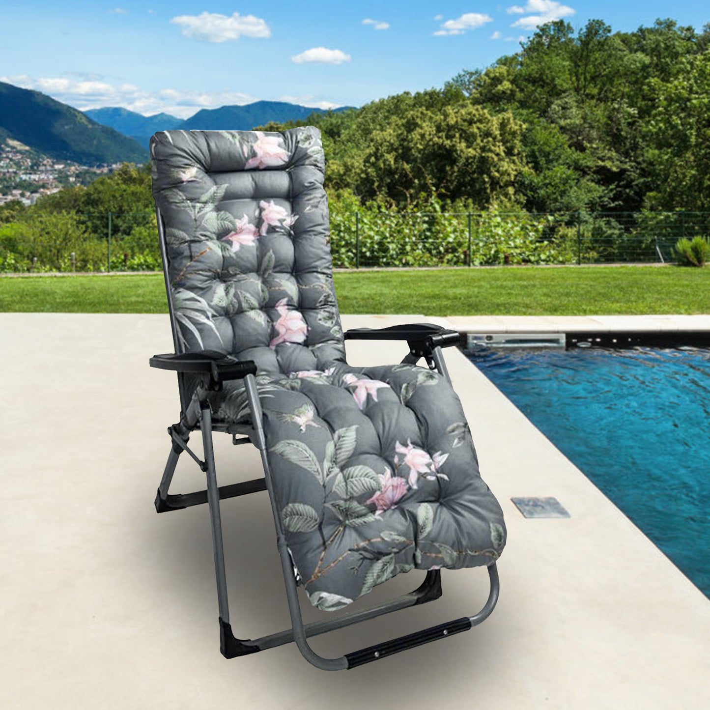 67x22in Chaise Lounger Cushion Recliner Rocking Chair Sofa Mat Deck Chair Cushion