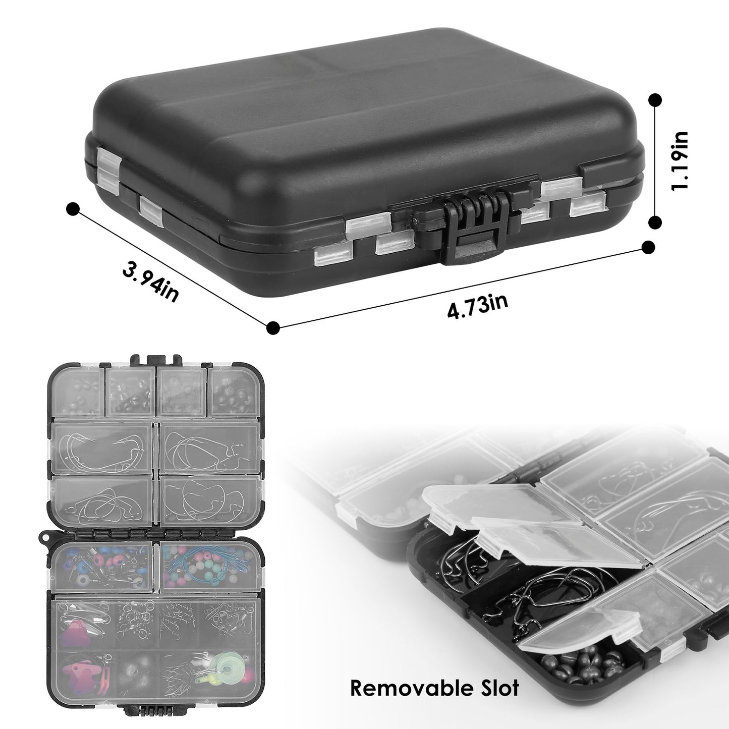 188Pcs Fishing Accessory Kit Portable Fishing Set Including Jig Hooks Sinker Weights Spoon Lure Removable Split Shot w/ Tackle Box