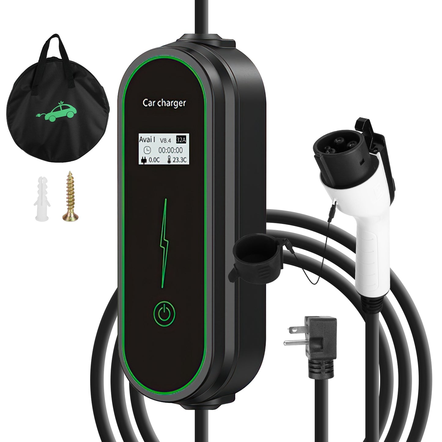 Level2 EV Charger Portable Electric Vehicle Charging Station with NEMA 6-20P PlugÊCarry Bag Fit For All J1772 EV and Hybrid Vehicles for Home and Outd