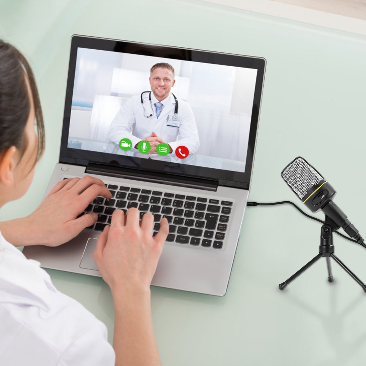 Pro Condenser Microphone w/ Tripod Stand Audio Studio Recording Desktop Mic Flexible Mic For Podcasting Broadcasting Gaming Chatting Webcasting w/3.5m