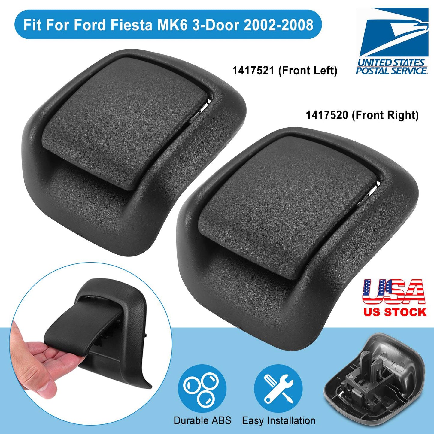 1 Pair Car Seat Release Handles for Ford Fiesta MK6 2002-2008 Auto Seat Recliner Handles Front Left & Right Fitting