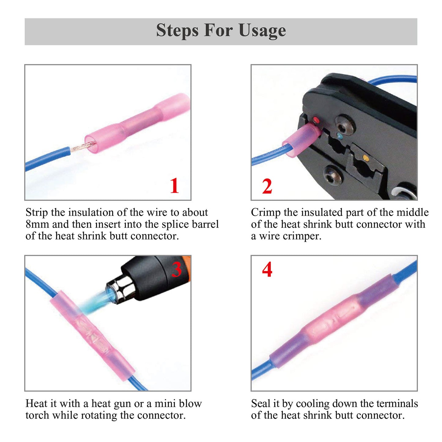125Pcs Heat Shrink Butt Connector Solder Seal Wire Connector Electrical Terminals Kit Waterproof Insulated Copper