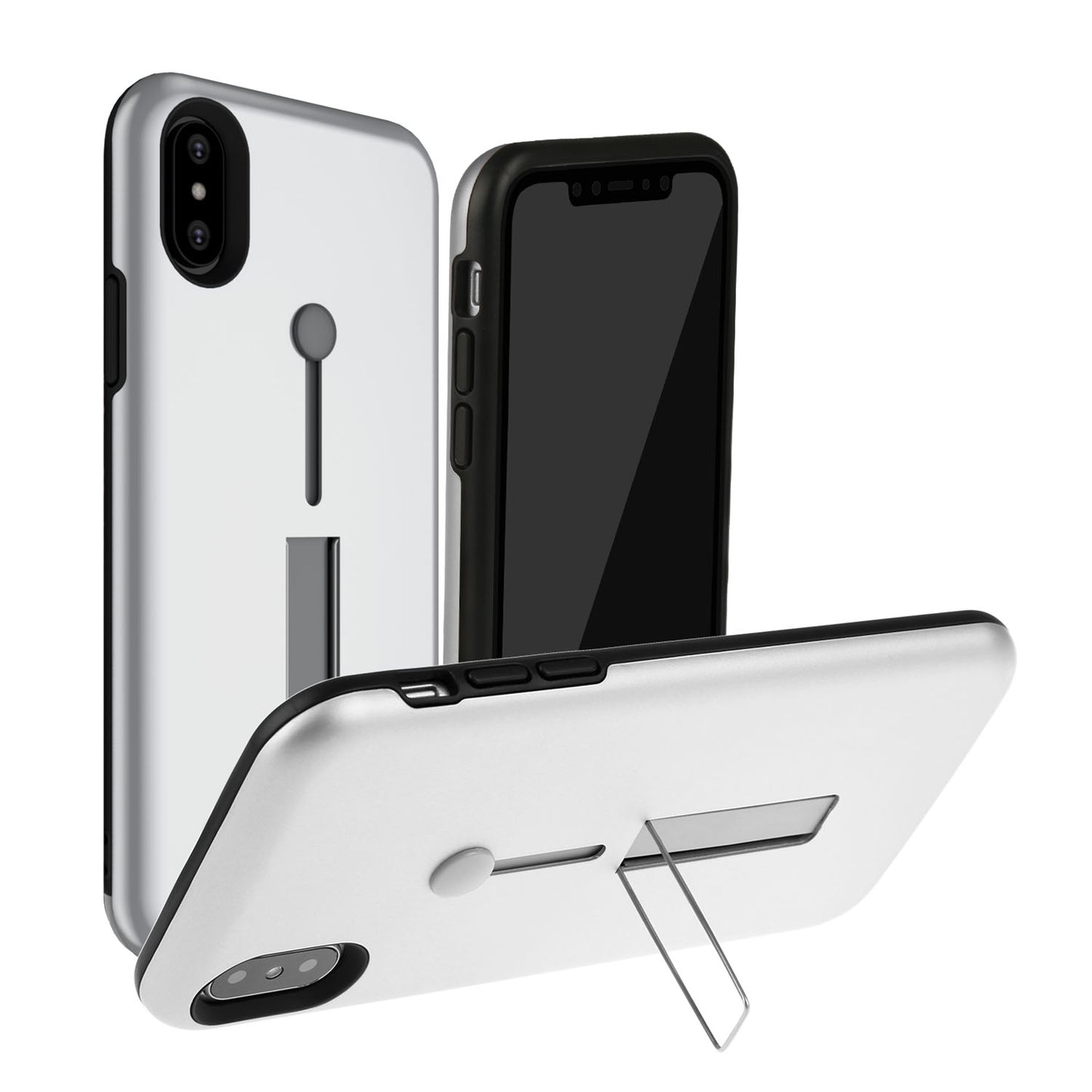 Finger Strap Phone Case for iPhone X Drop-protection Finger Ring Rugged Phone Case with Kickstand Dual Layer Case