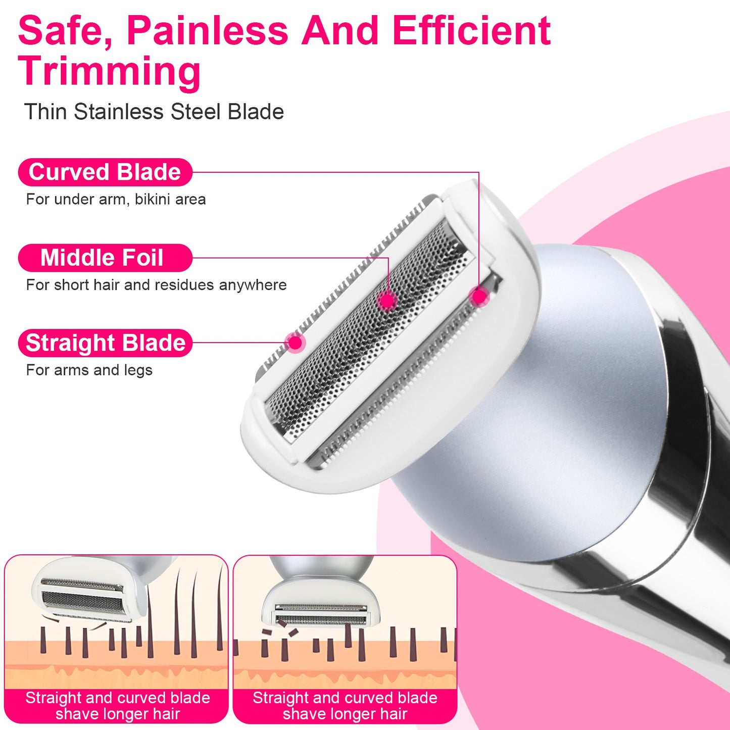 7 In 1 Electric Razor for Women Lady Hair Removal Epilators for Leg Face Arm Bikini Armpit Public Hairs IPX6 Wet and Dry Use Cordless Rechargeable Who