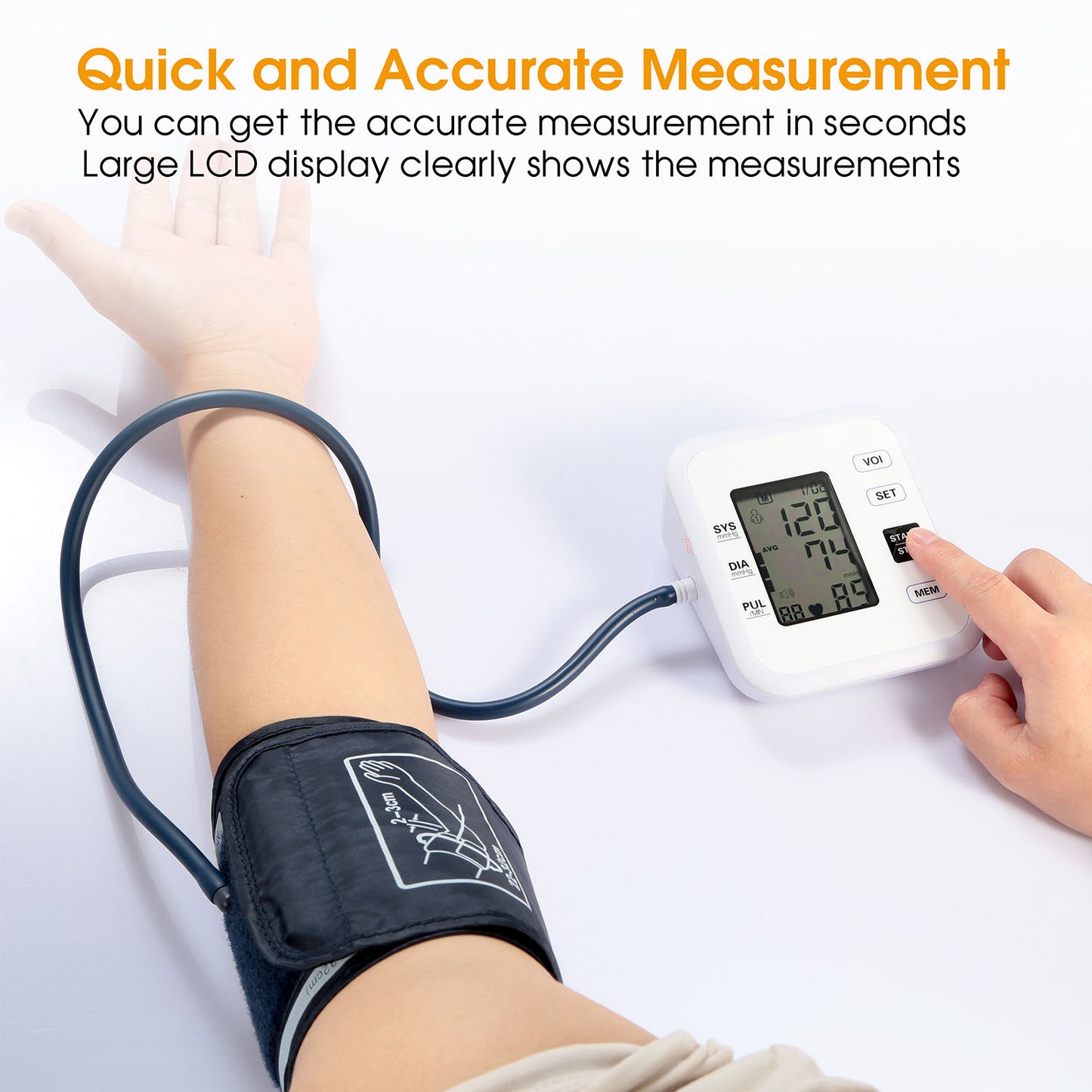 Arm Blood Pressure Monitor with Adjustable Cuff (8.7in-12.6in) Irregular Heartbeat Detector Voice Broadcast 2UsersÊ99 Memories LCD Display CE FDA Appr