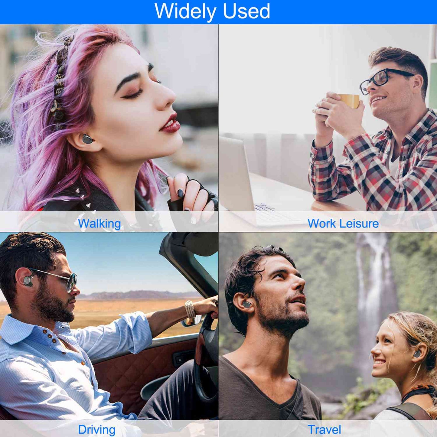 TWS Wireless 5.0 Earbuds IPX4 Touch In-Ear Stereo Earphone Noise Canceling Earpieces 32.8 ft Transmission Range w/Mic 500mAh Magnetic Charging Dock