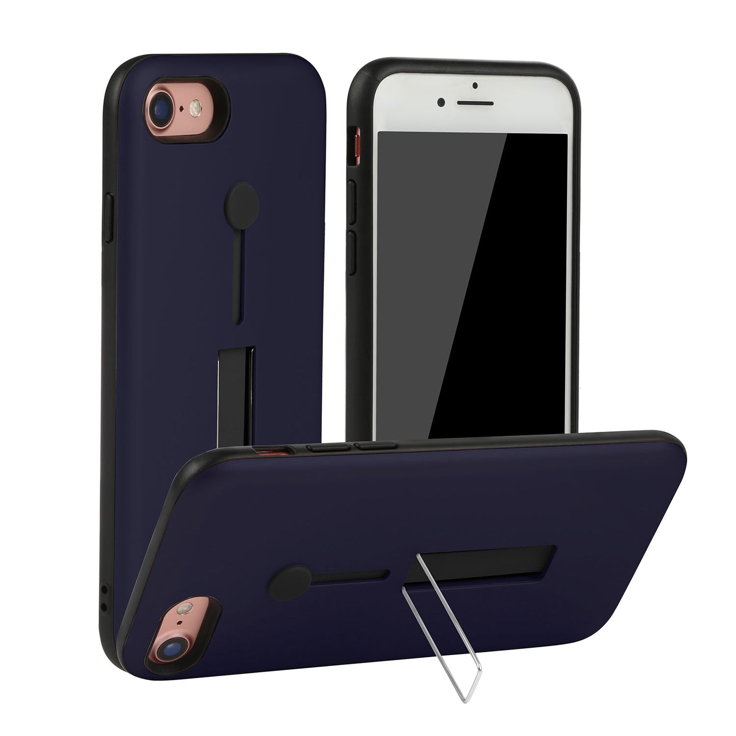 Finger Strap Phone Case for iPhone 8 Drop-prot ection Finger Ring Rugged Phone Case with Kickstand Dual Layer Case