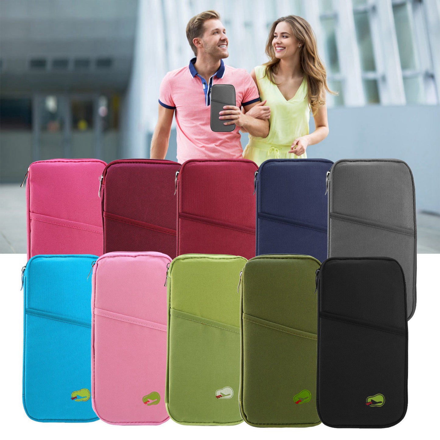 Travel Passport Wallet 12Cells Ticket ID Credit Card Holder Water Repellent Documents Phone Organizer Zipper Case Business Trip Daily Use