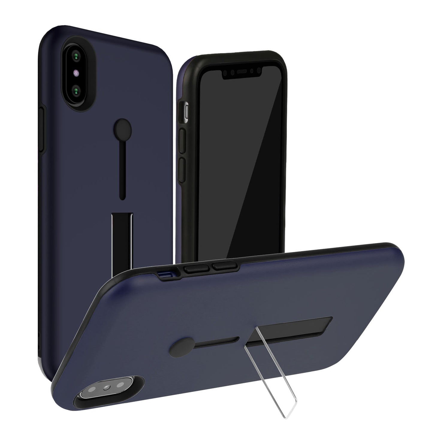 Finger Strap Phone Case for iPhone X Drop-protection Finger Ring Rugged Phone Case with Kickstand Dual Layer Case