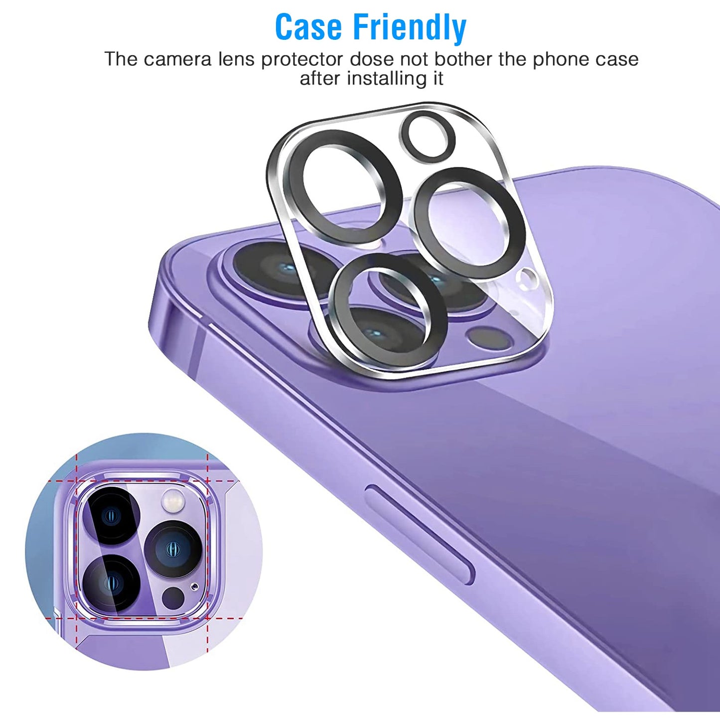 2Packs Ultra HD Camera Lens Protectors 9H Hardness Tempered Glass Camera Lens Protectors Fit for iPhone 14/14Plus/14Pro/14Pro Max/13/13Pro/13Max/12/12