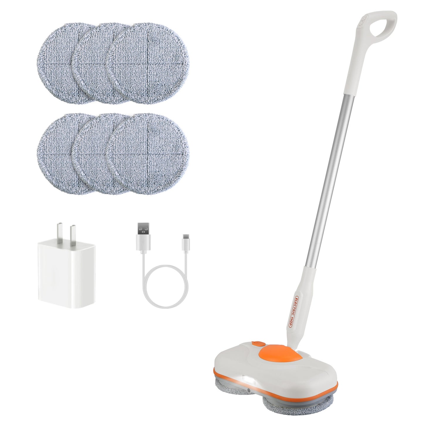 Dual Motor Cordless Spin Mop Self-Propelled Floor Cleaner with 6 Microfiber Pads 2 Speeds 900ML Water Tank One Click Spraying Headlight for Multiple F