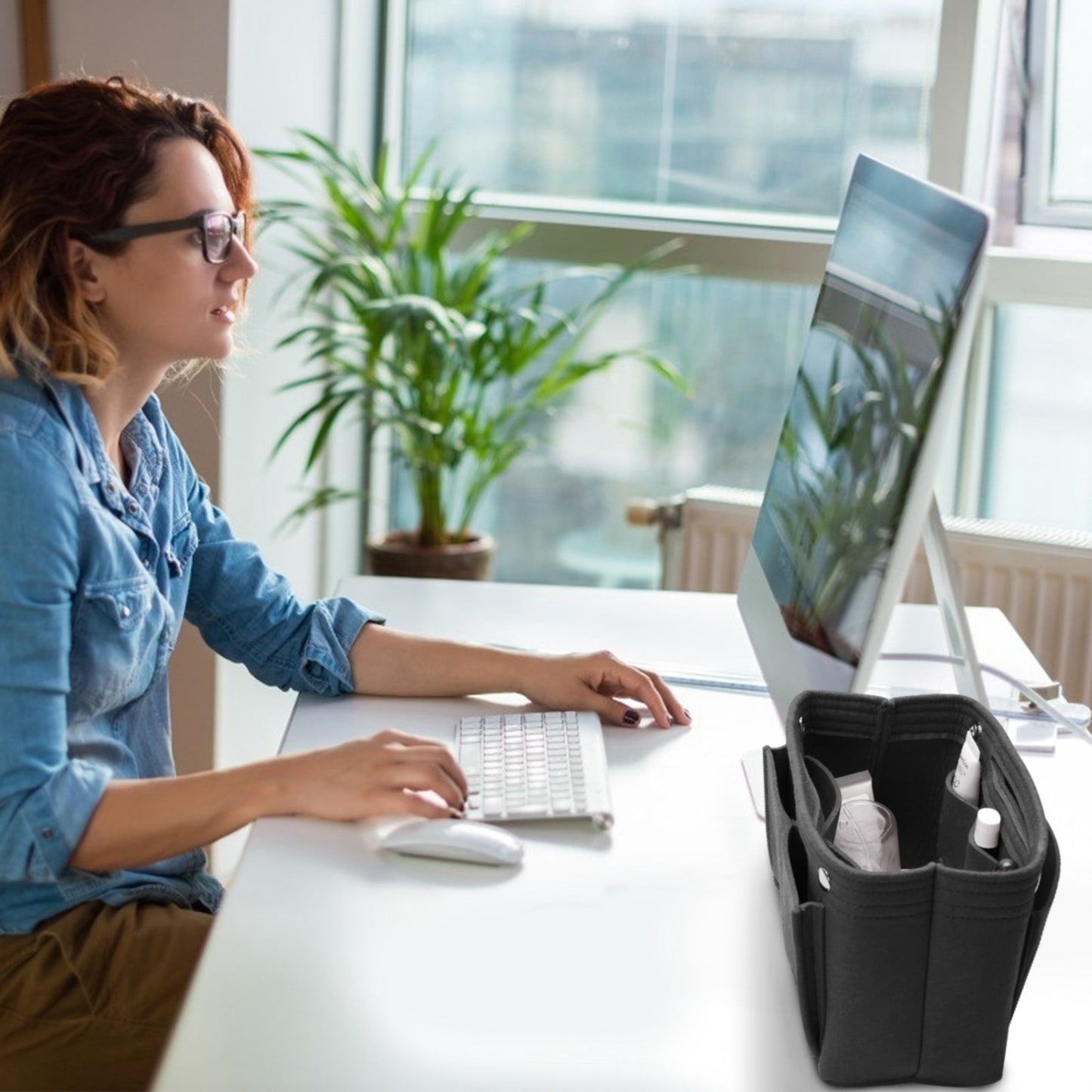 Felt Handbag Insert Organizer Purse Tote Shaper Bag in Bag Cosmetic Bag Handbag Purse Organizer