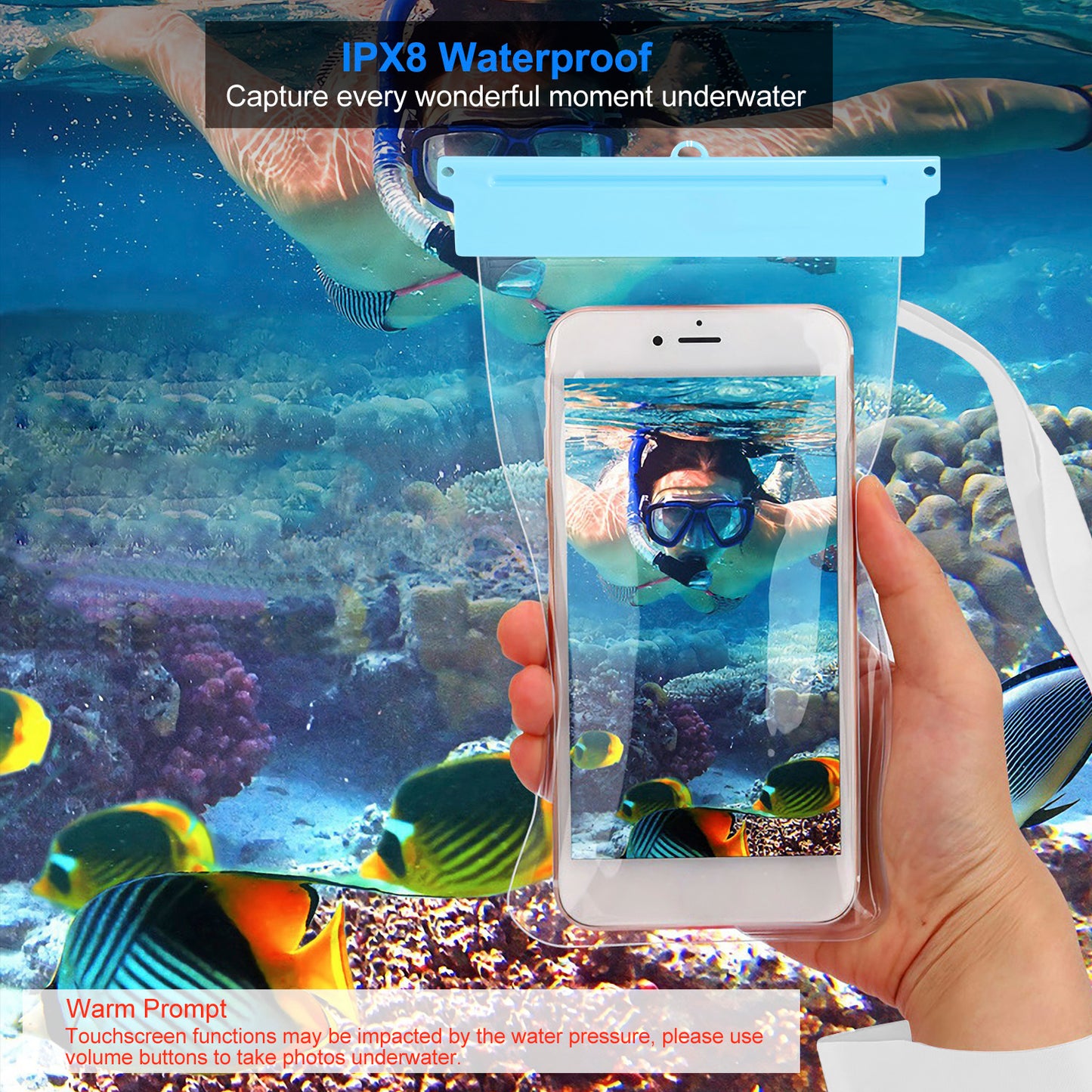 Universal IPX8 Waterproof Phone Pouch Dry Bag Case Underwater Protective High Touch Sensitive for iPhoneX Samsung Galaxy S9 up to 6.0inches