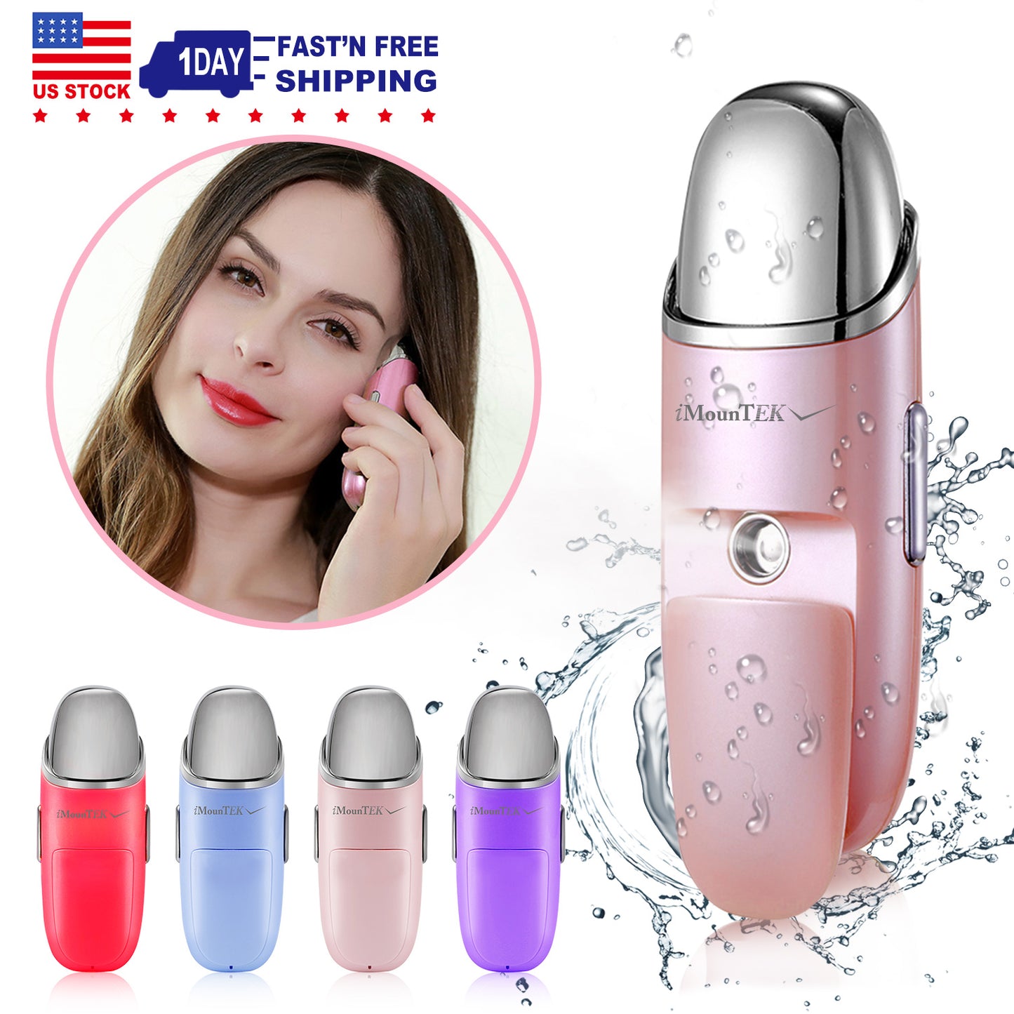 Nano Facial Mister Nano Cool Mist Facial Sprayer Portable Handy Face Steamer Moisturizing Massager USB Charge